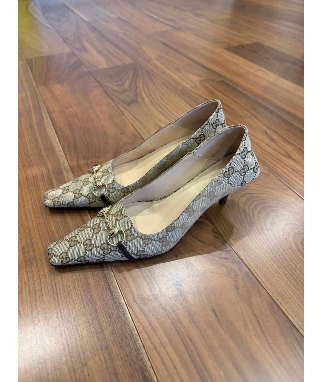 GUCCI Бежевые текстильные туфли, фото 2