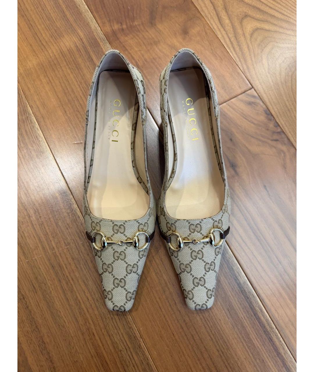 GUCCI Бежевые текстильные туфли, фото 3