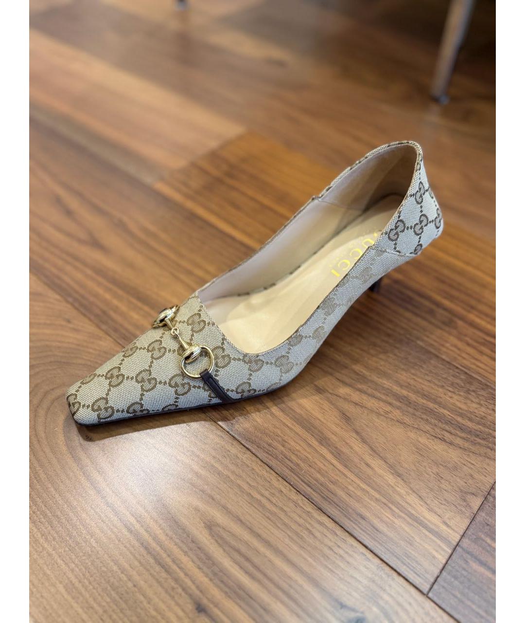 GUCCI Бежевые текстильные туфли, фото 5