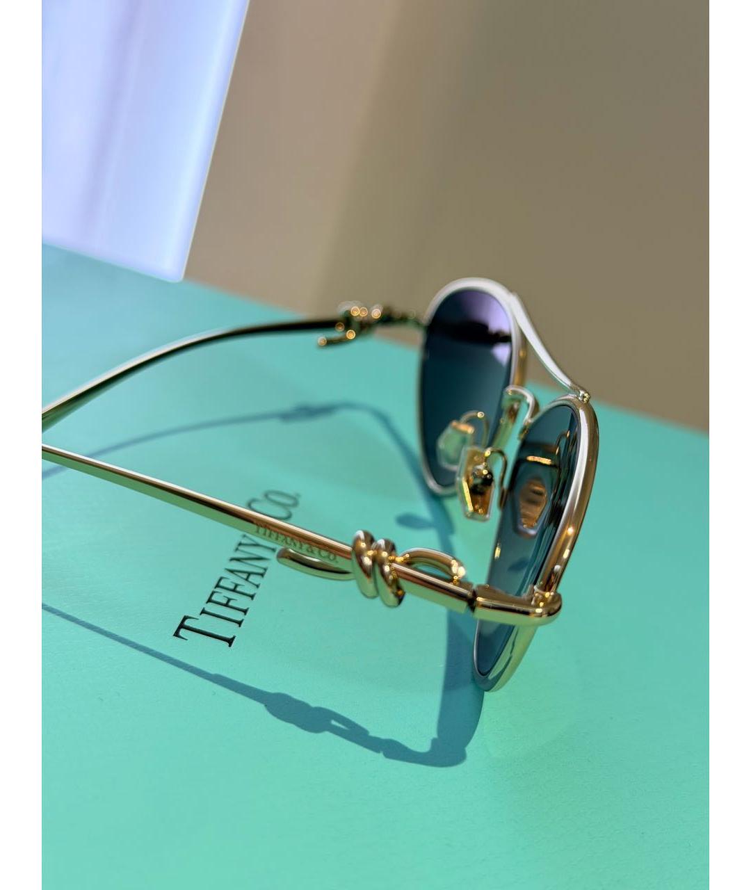 TIFFANY&CO Золотые металлические солнцезащитные очки, фото 5