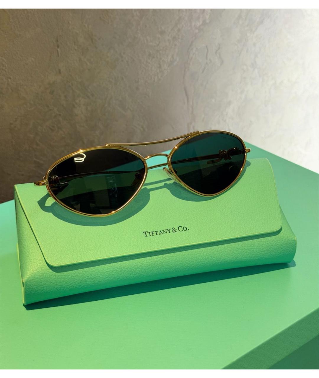 TIFFANY&CO Золотые металлические солнцезащитные очки, фото 7