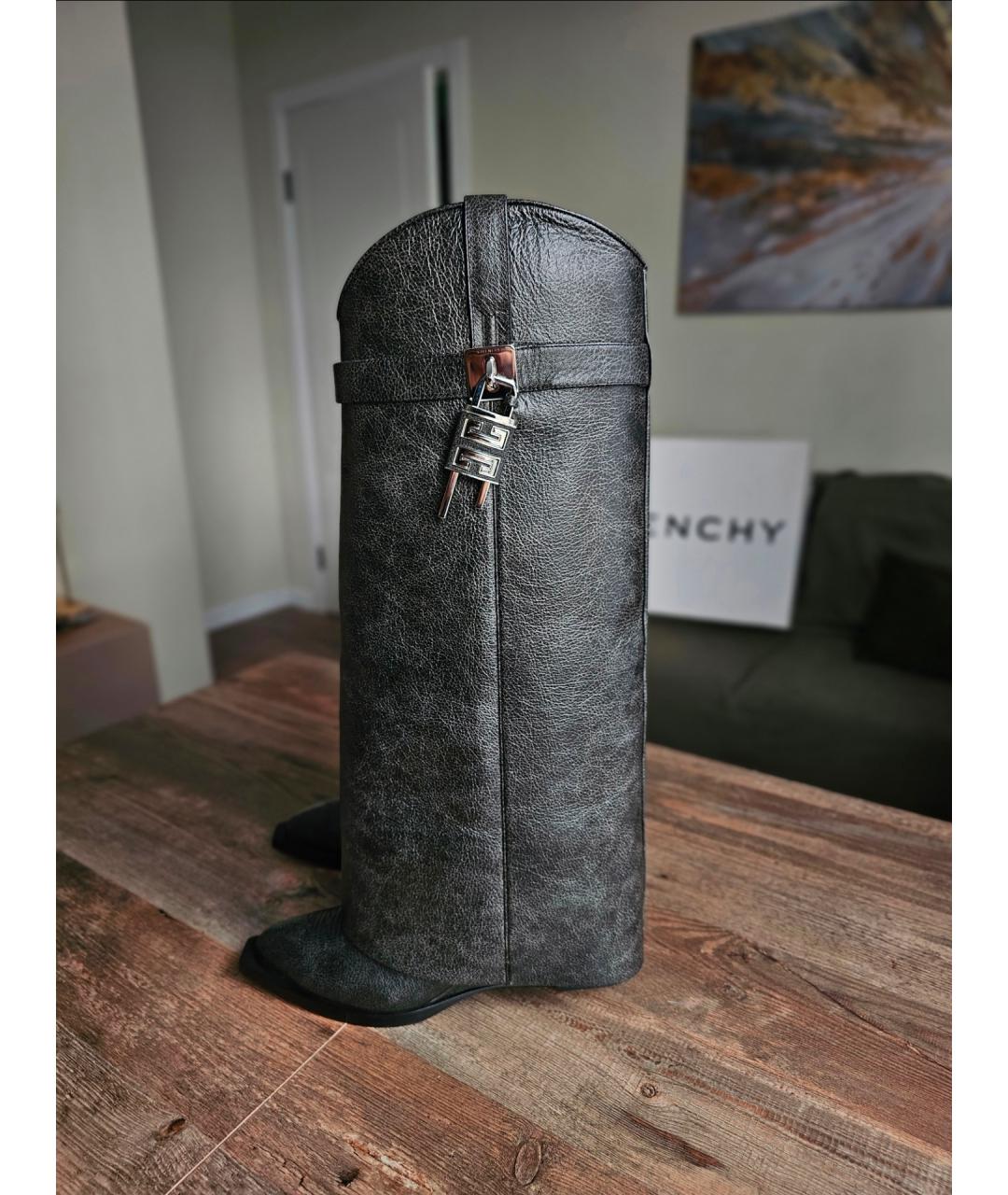GIVENCHY Черные кожаные сапоги, фото 9