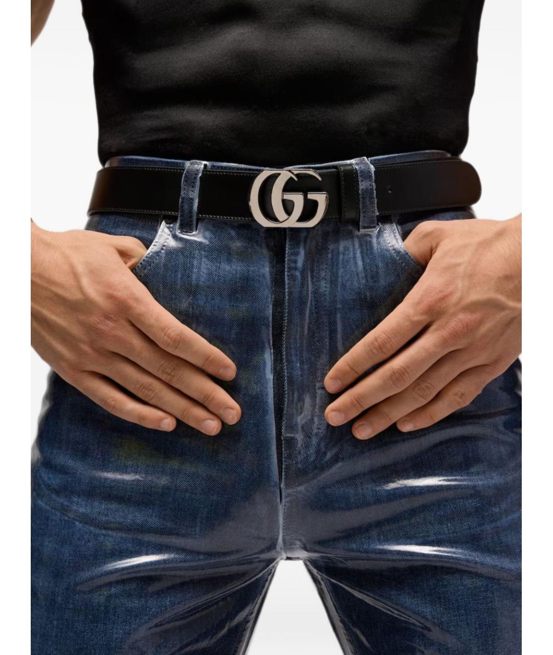GUCCI Черный кожаный ремень, фото 4
