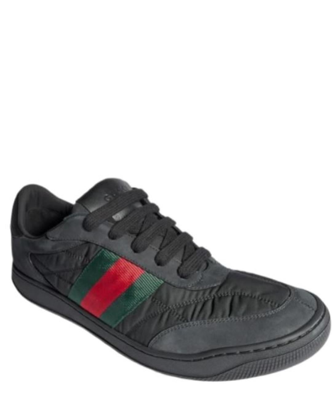 GUCCI Черные синтетические низкие кроссовки / кеды, фото 2