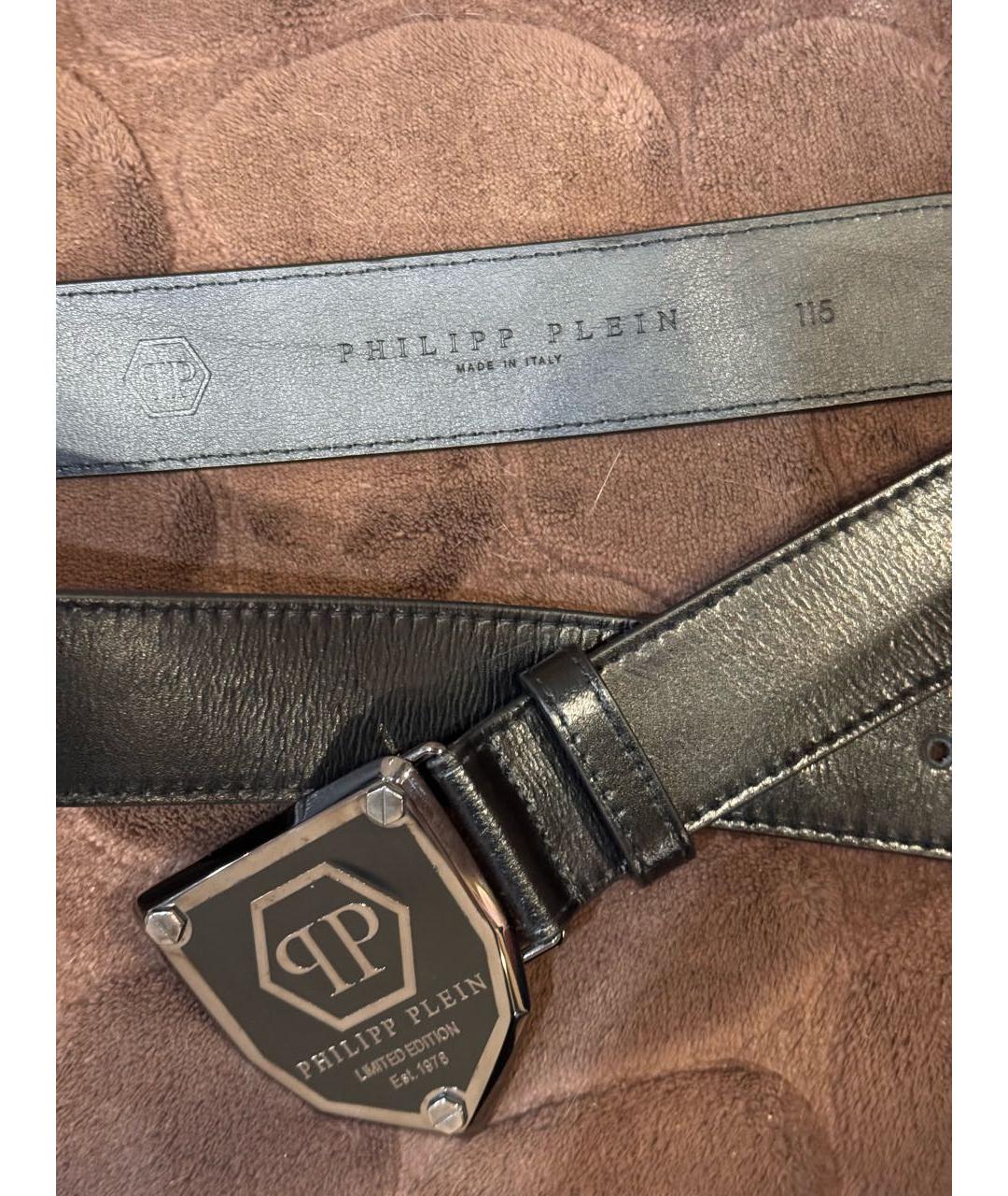 PHILIPP PLEIN Черный кожаный ремень, фото 4
