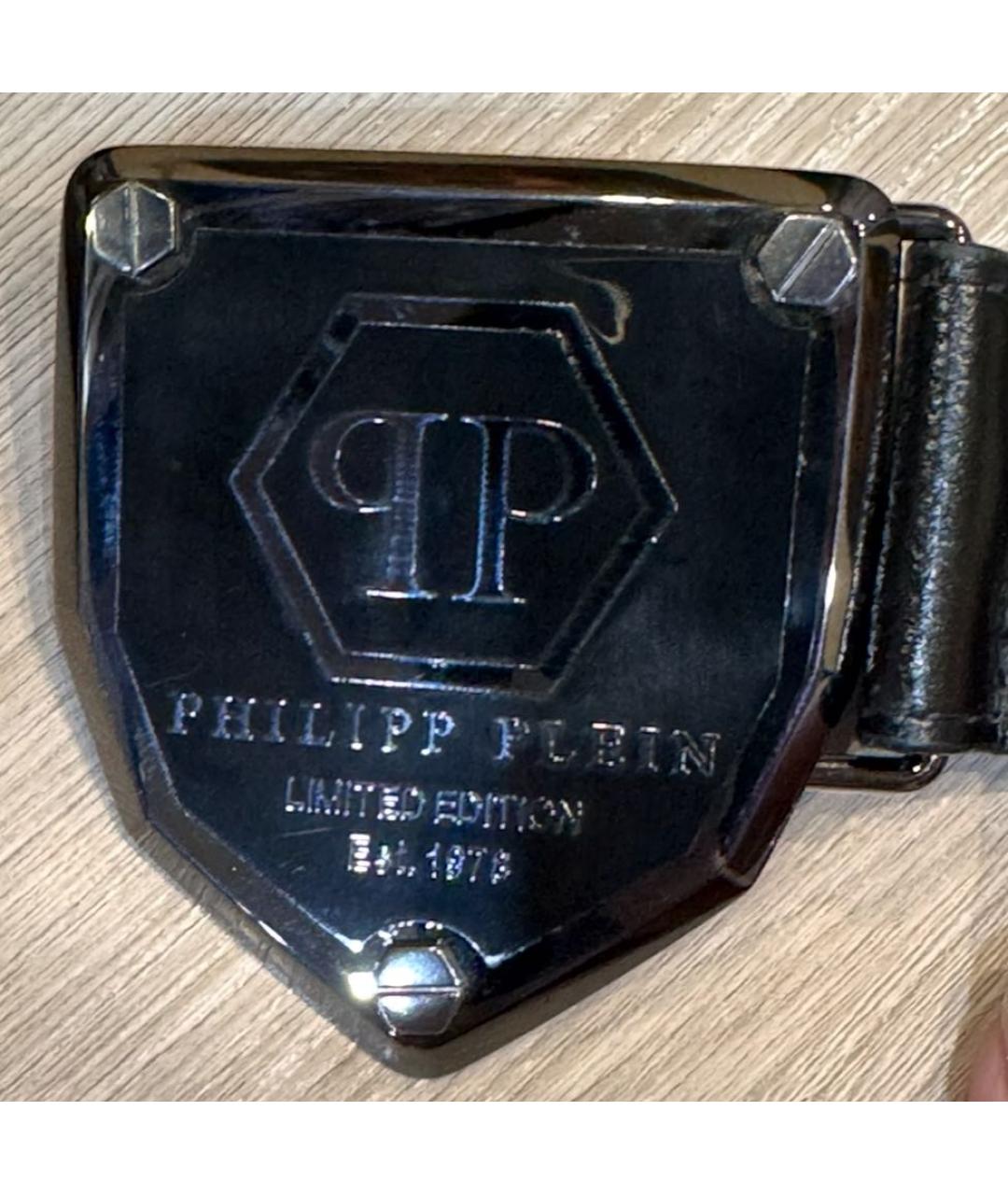 PHILIPP PLEIN Черный кожаный ремень, фото 3