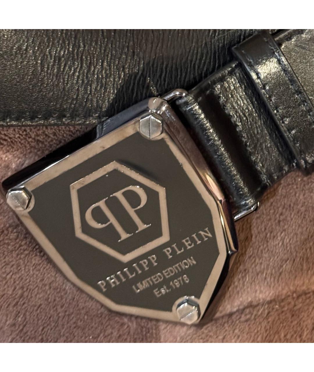 PHILIPP PLEIN Черный кожаный ремень, фото 5
