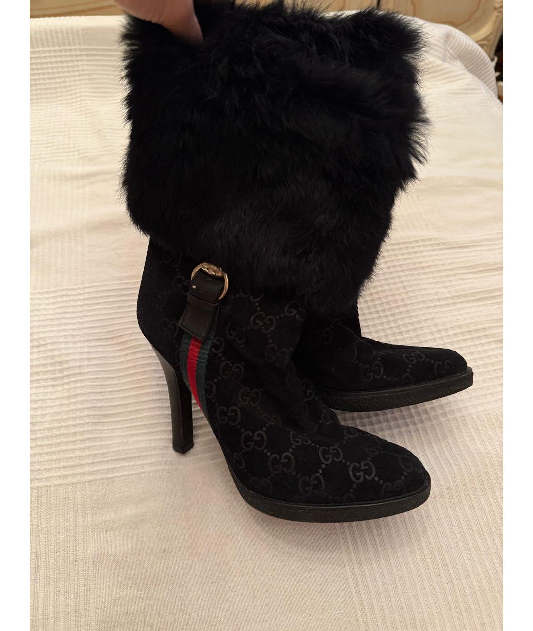 GUCCI Черные замшевые полусапоги, фото 4