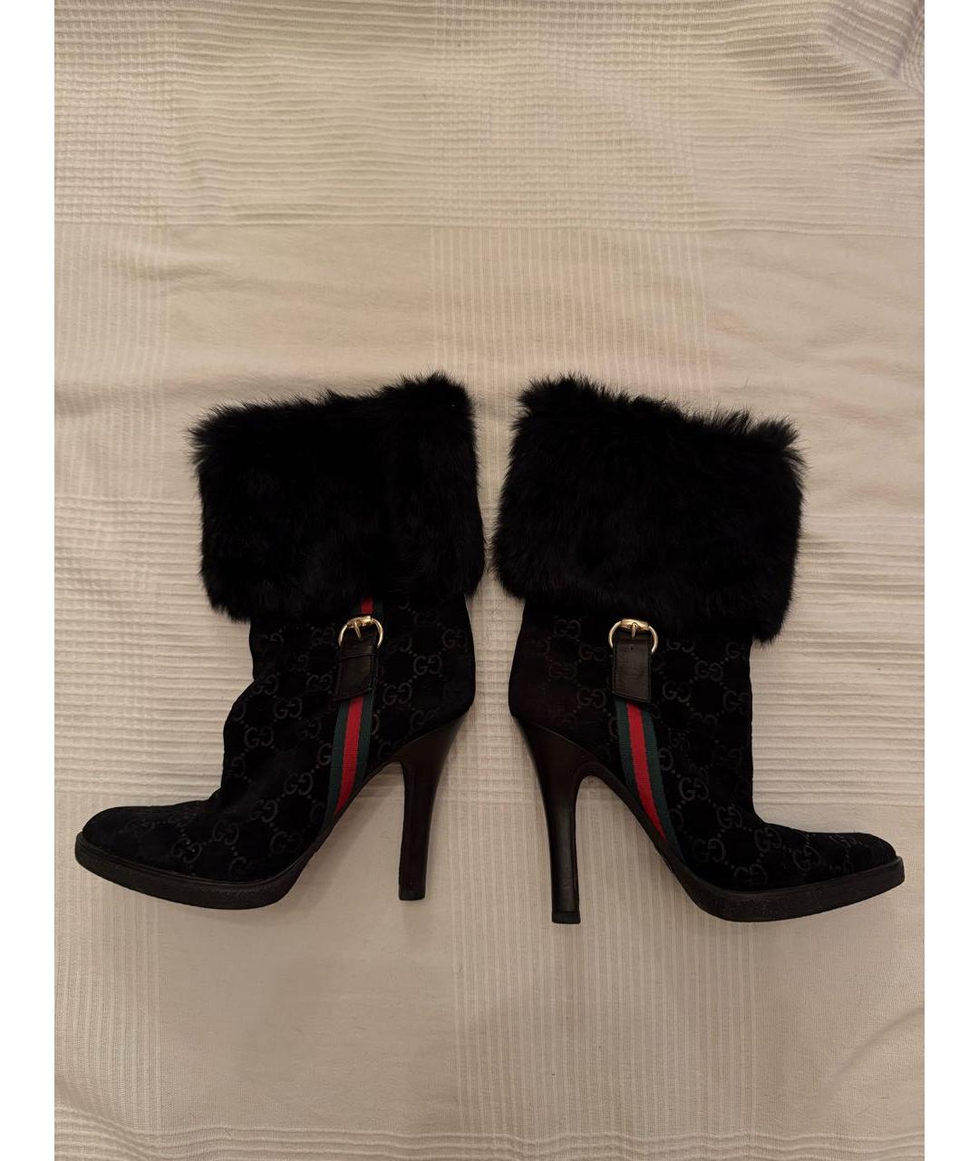 GUCCI Черные замшевые полусапоги, фото 2