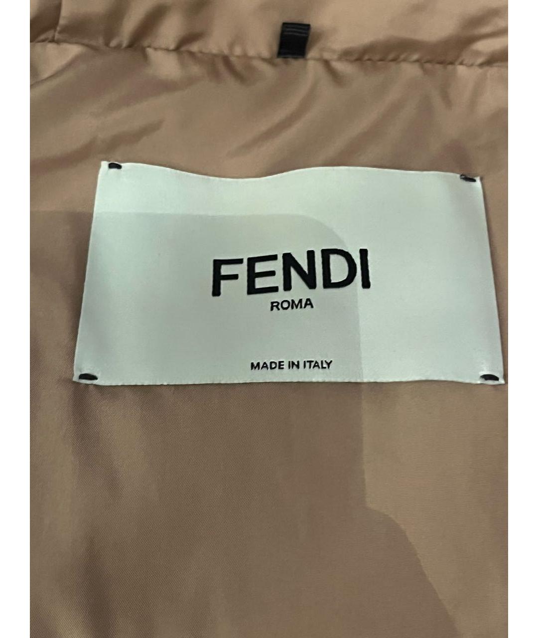 FENDI Золотой полиэстеровый пуховик, фото 3