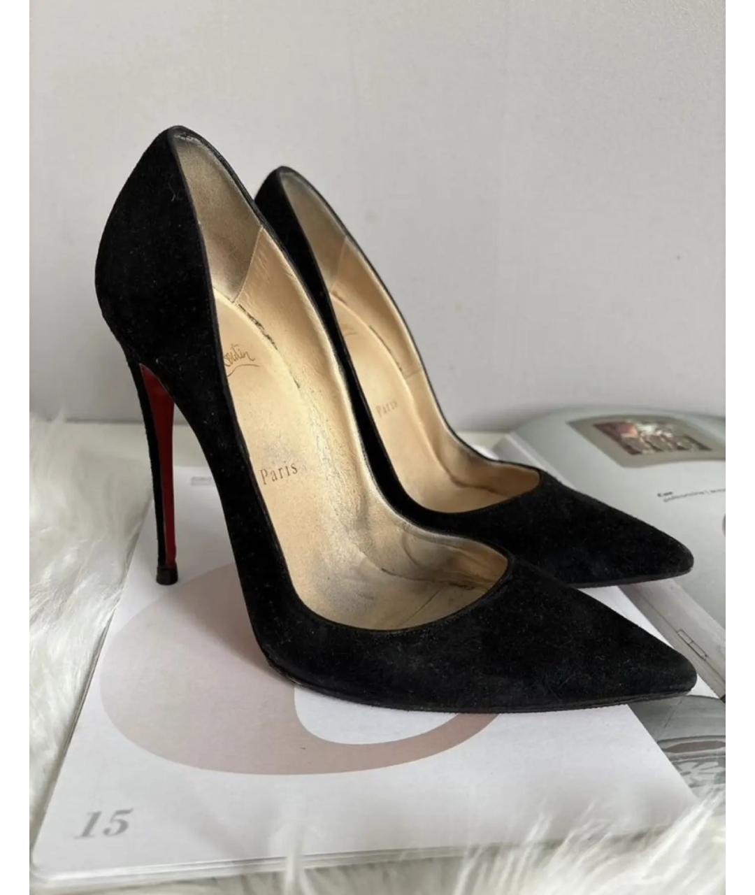CHRISTIAN LOUBOUTIN Черные замшевые туфли, фото 2