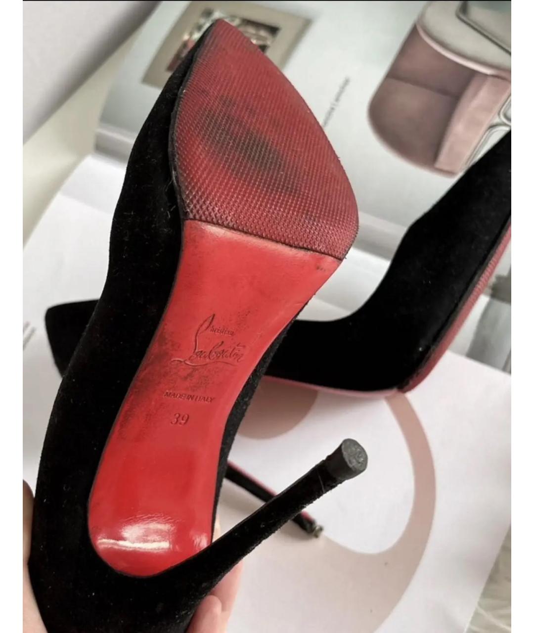 CHRISTIAN LOUBOUTIN Черные замшевые туфли, фото 5