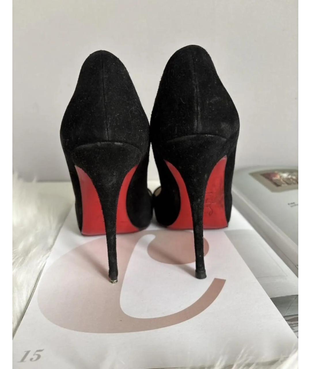 CHRISTIAN LOUBOUTIN Черные замшевые туфли, фото 4