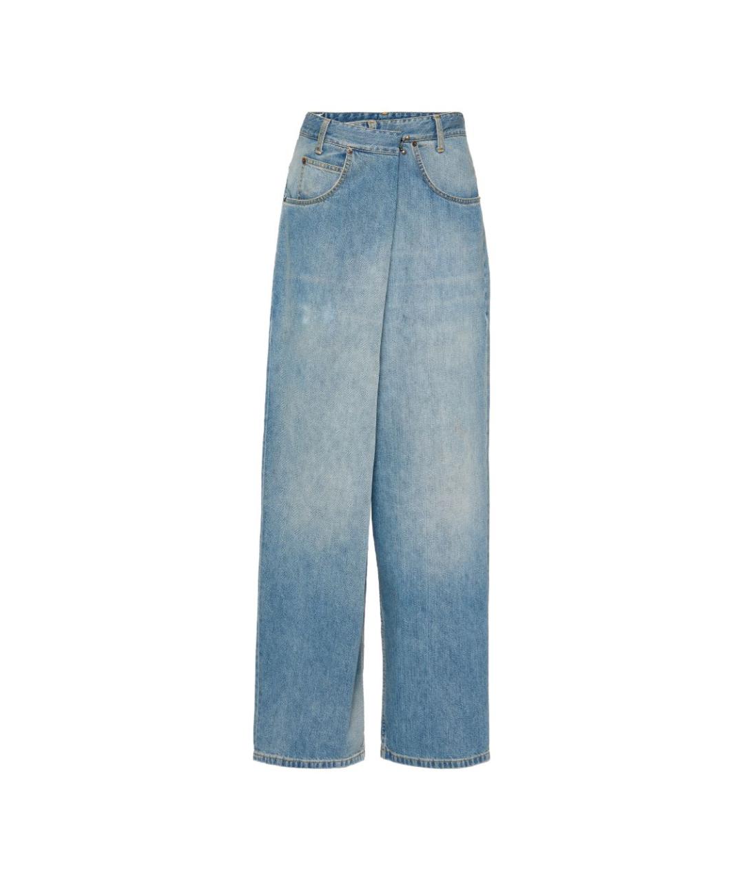 MAISON MARGIELA Голубые хлопковые прямые джинсы, фото 1