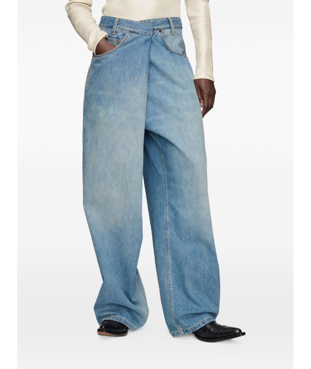 MAISON MARGIELA Голубые хлопковые прямые джинсы, фото 4