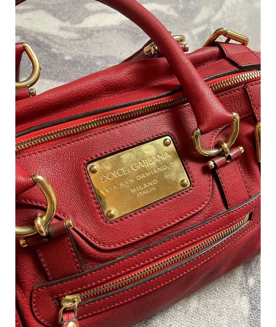 DOLCE&GABBANA Красная кожаная сумка с короткими ручками, фото 2