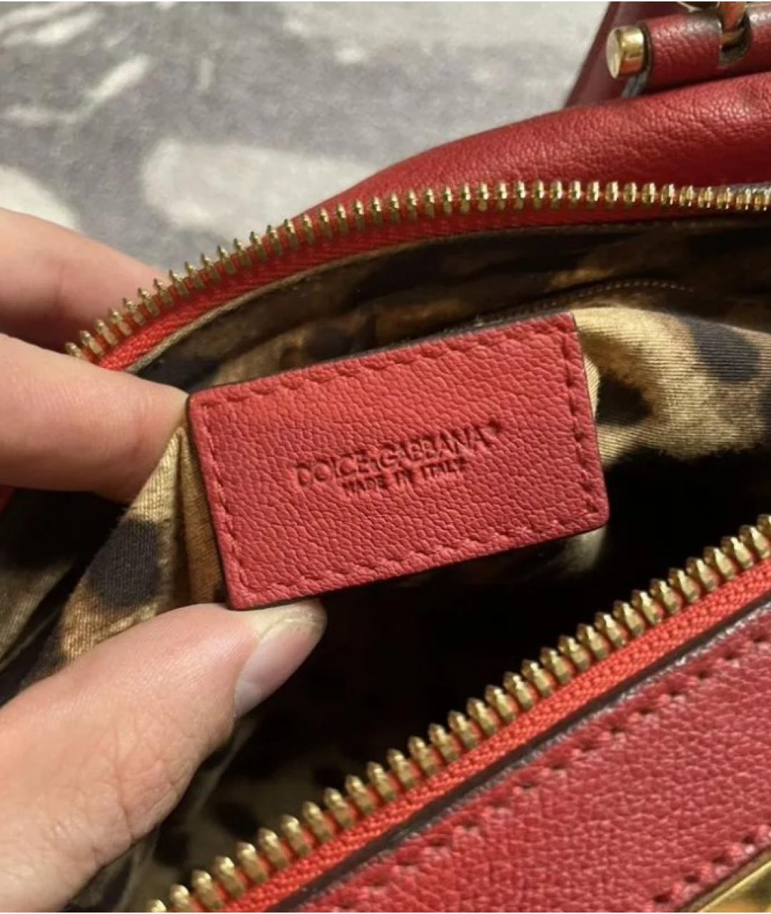 DOLCE&GABBANA Красная кожаная сумка с короткими ручками, фото 5