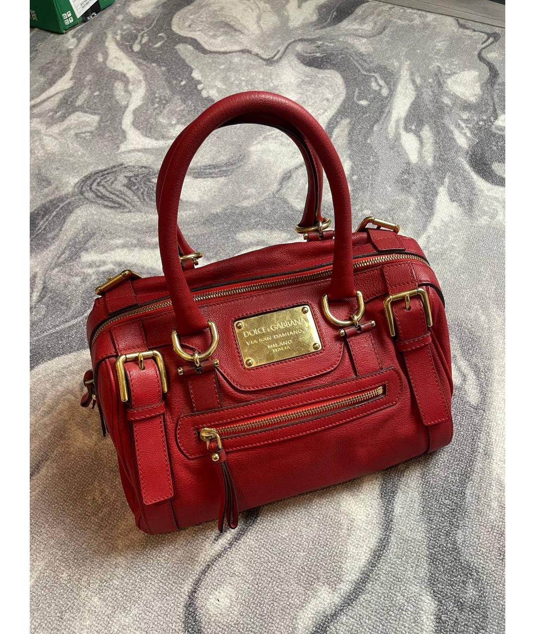 DOLCE&GABBANA Красная кожаная сумка с короткими ручками, фото 7