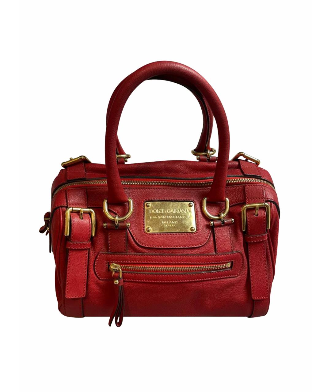 DOLCE&GABBANA Красная кожаная сумка с короткими ручками, фото 1