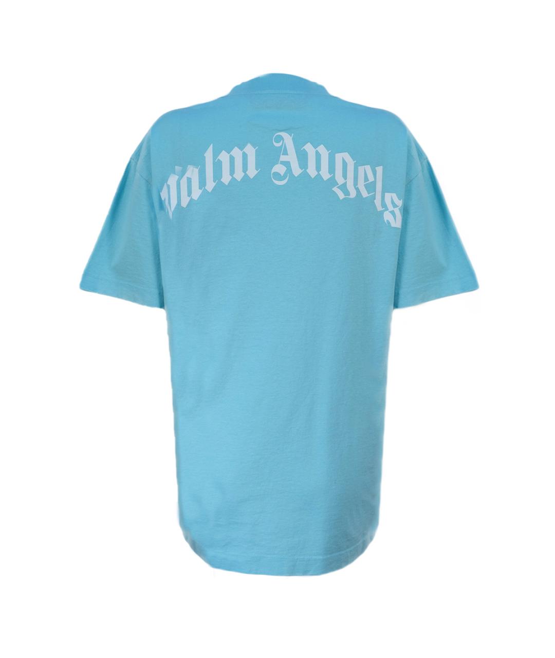 PALM ANGELS Голубая хлопковая футболка, фото 2