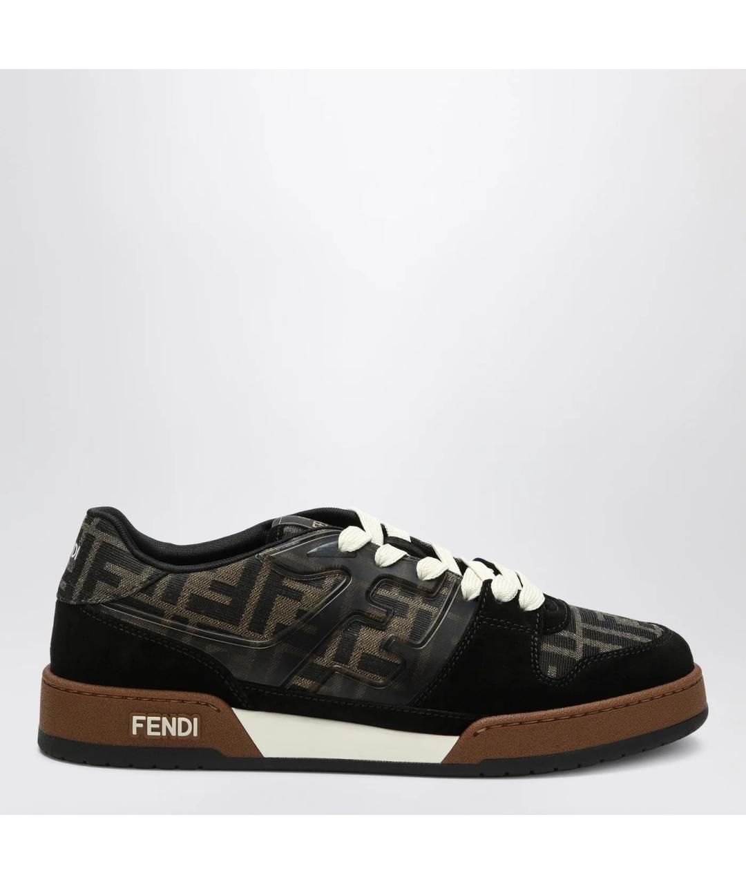 FENDI Коричневые текстильные низкие кроссовки / кеды, фото 3