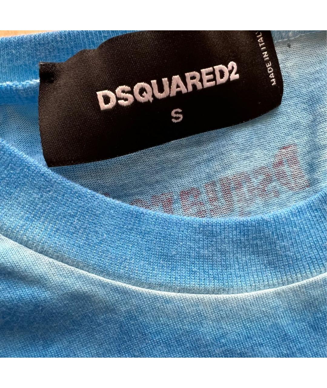 DSQUARED2 Голубая хлопковая футболка, фото 4