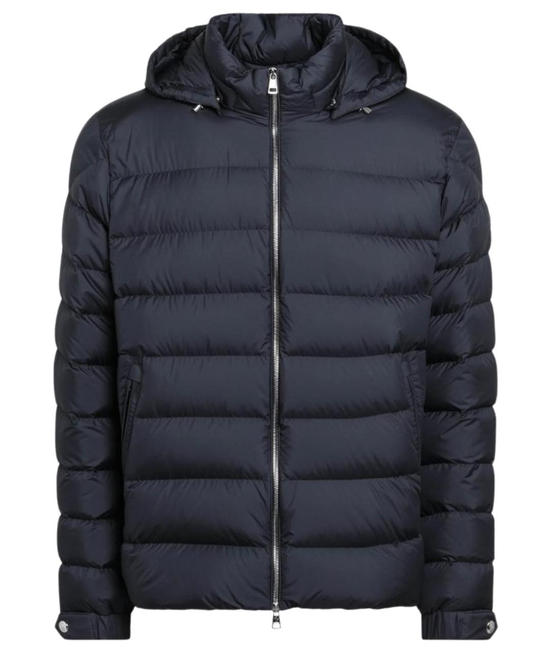 MONCLER Темно-синий полиэстеровый пуховик, фото 1