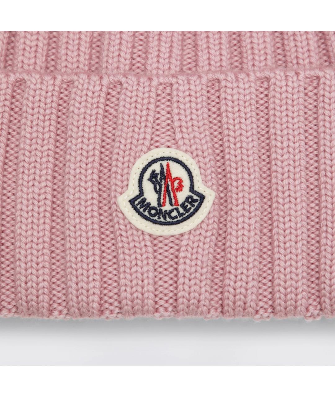 MONCLER Розовая шерстяная шапка, фото 2
