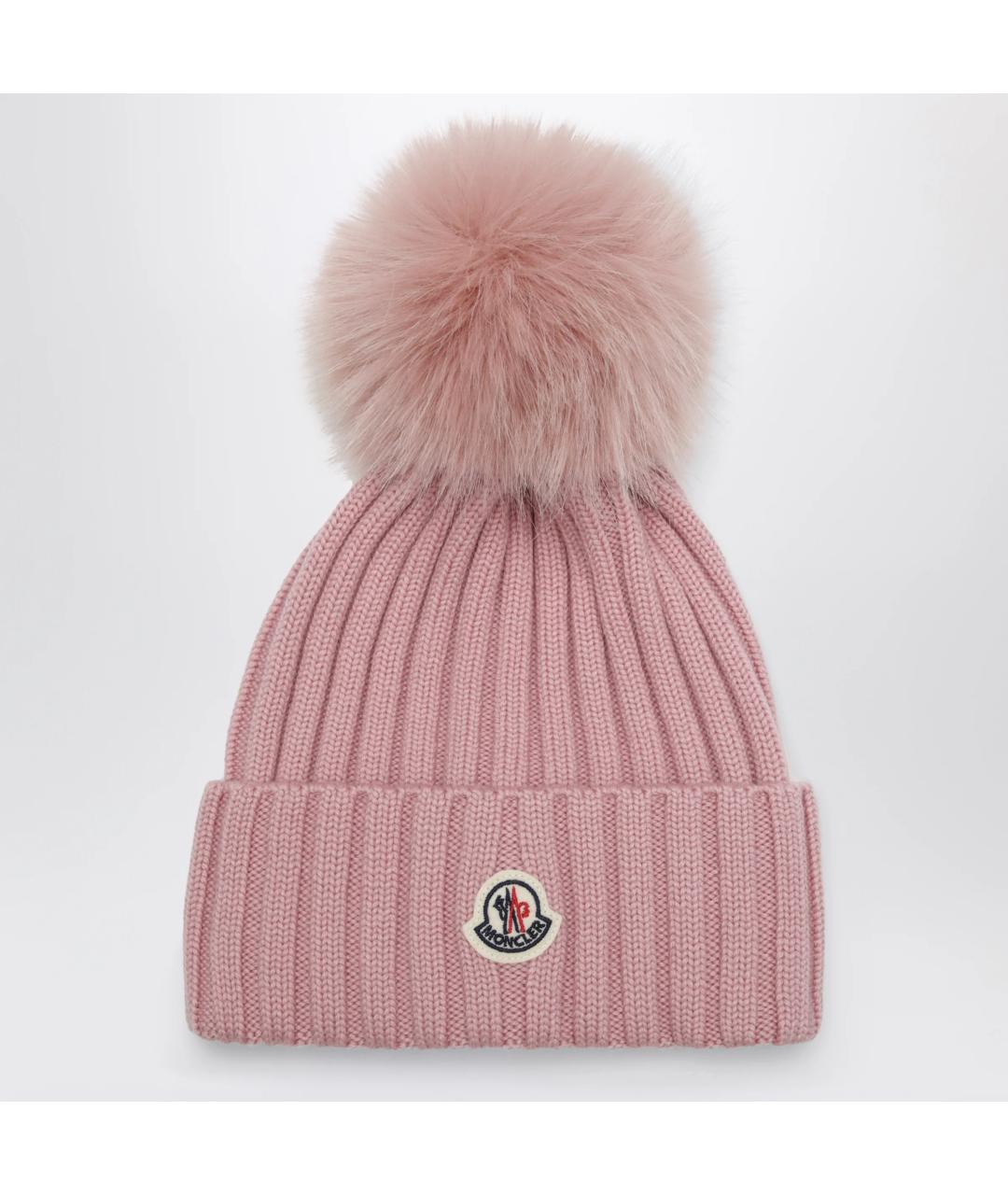 MONCLER Розовая шерстяная шапка, фото 3