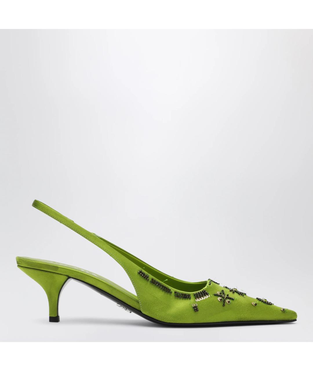 PRADA Зеленые текстильные туфли, фото 3