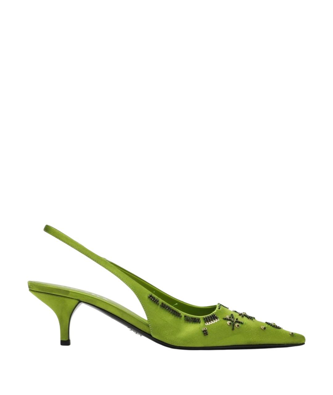 PRADA Зеленые текстильные туфли, фото 1