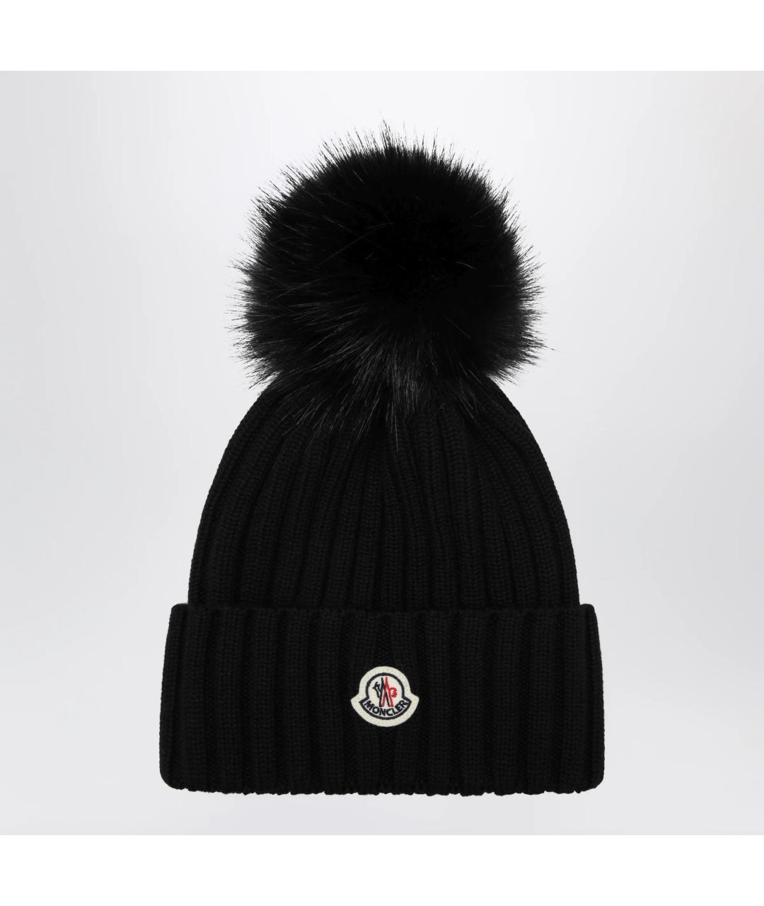 MONCLER Черная шерстяная шапка, фото 3