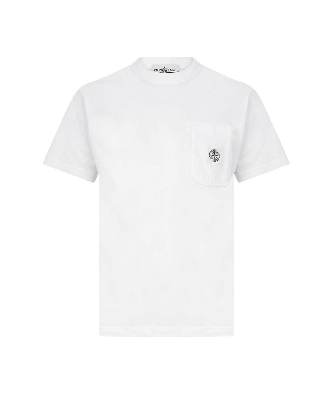 STONE ISLAND Белая хлопковая футболка, фото 1