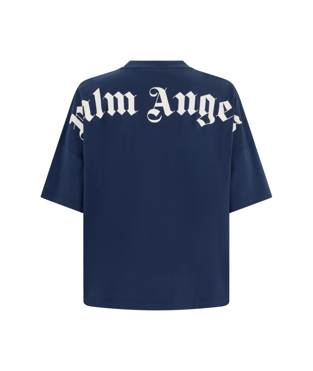 PALM ANGELS Синяя хлопковая футболка, фото 2