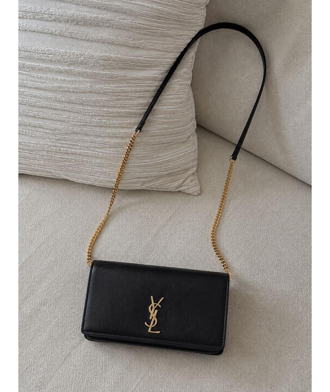 SAINT LAURENT Черная кожаная сумка через плечо, фото 6