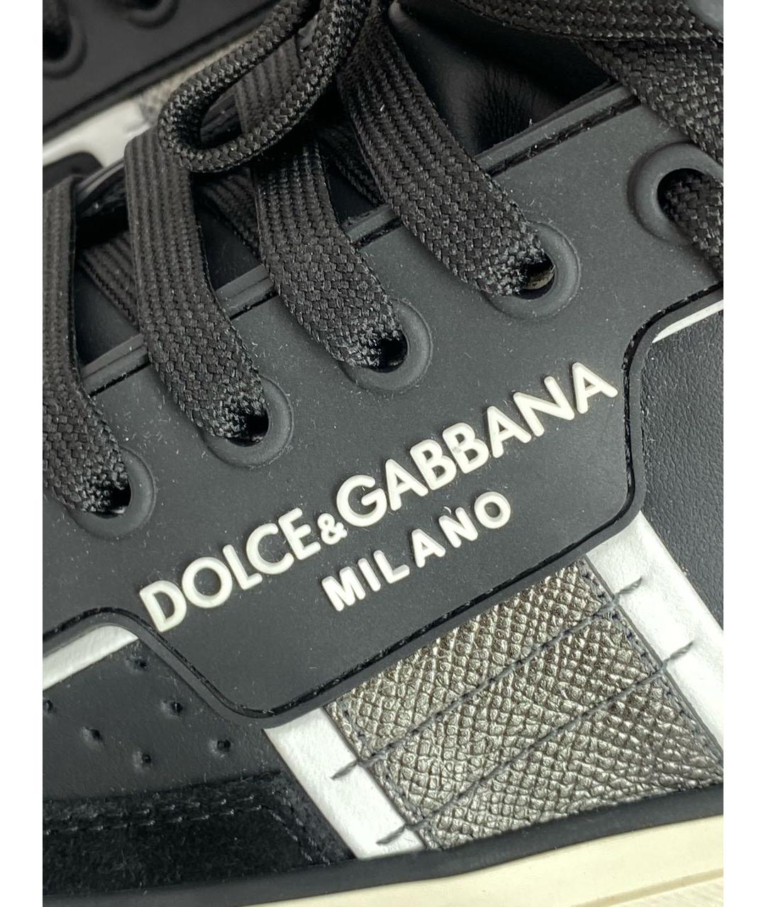 DOLCE&GABBANA Черные кожаные высокие кроссовки / кеды, фото 7