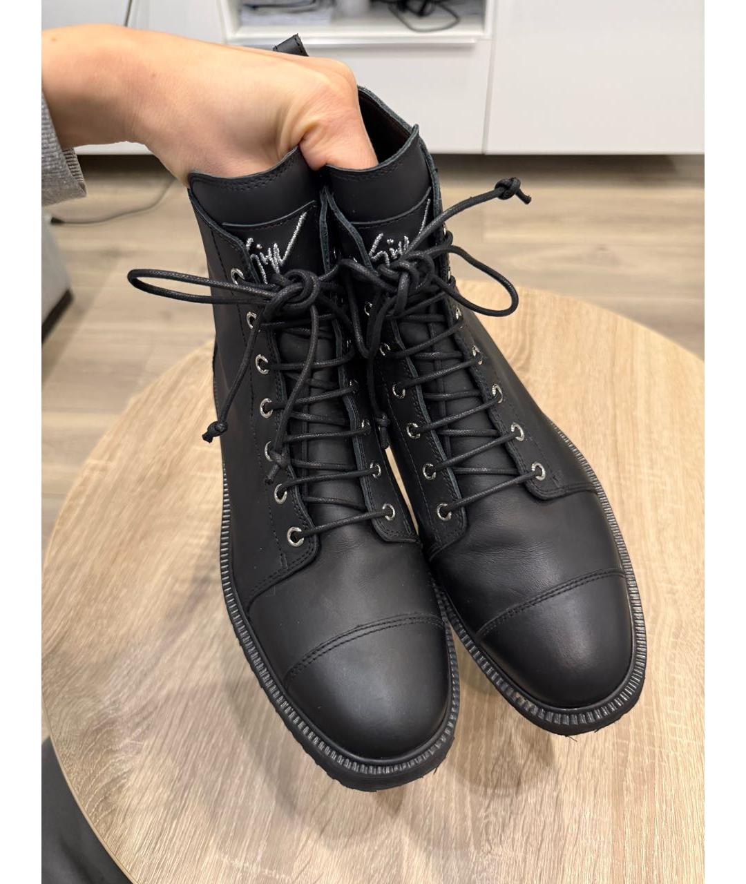 GIUSEPPE ZANOTTI DESIGN Черные кожаные ботинки, фото 6