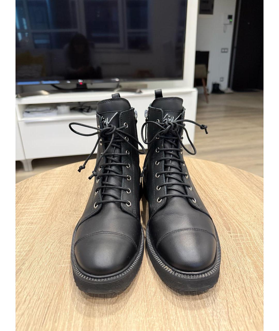 GIUSEPPE ZANOTTI DESIGN Черные кожаные ботинки, фото 2