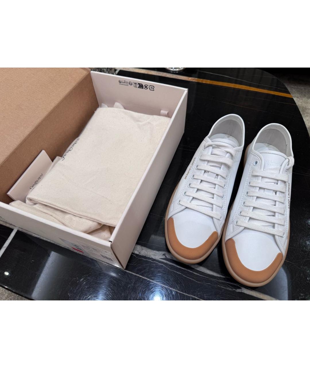 SAINT LAURENT Белые кожаные кеды, фото 5