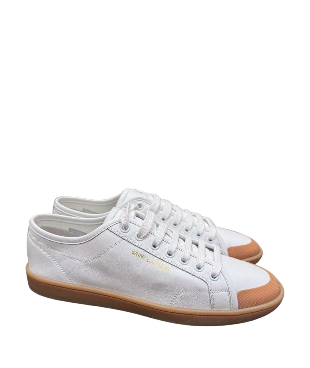 SAINT LAURENT Белые кожаные кеды, фото 1