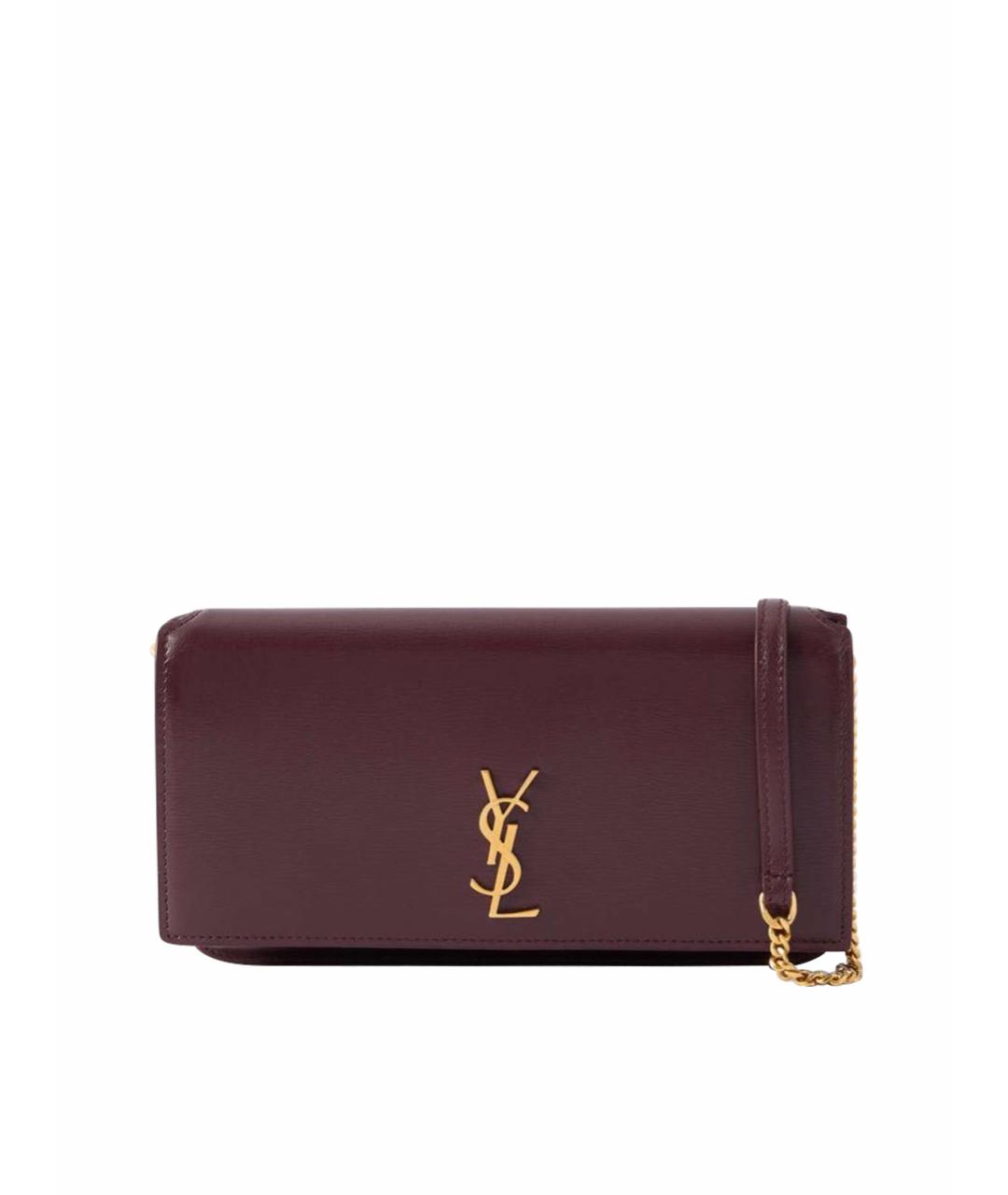 SAINT LAURENT Бордовая кожаная сумка через плечо, фото 1