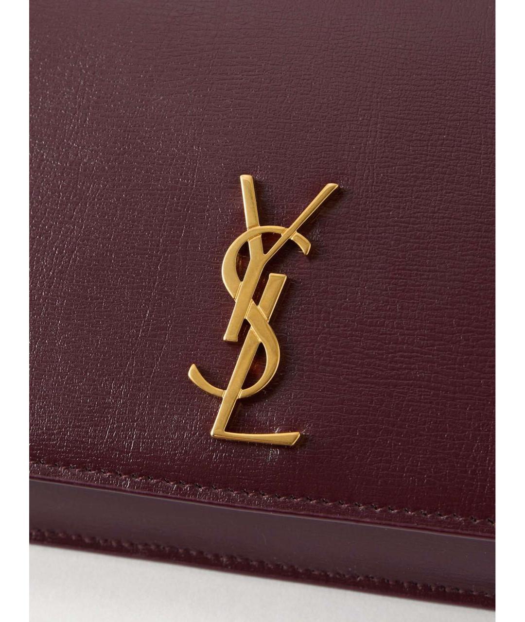 SAINT LAURENT Бордовая кожаная сумка через плечо, фото 3