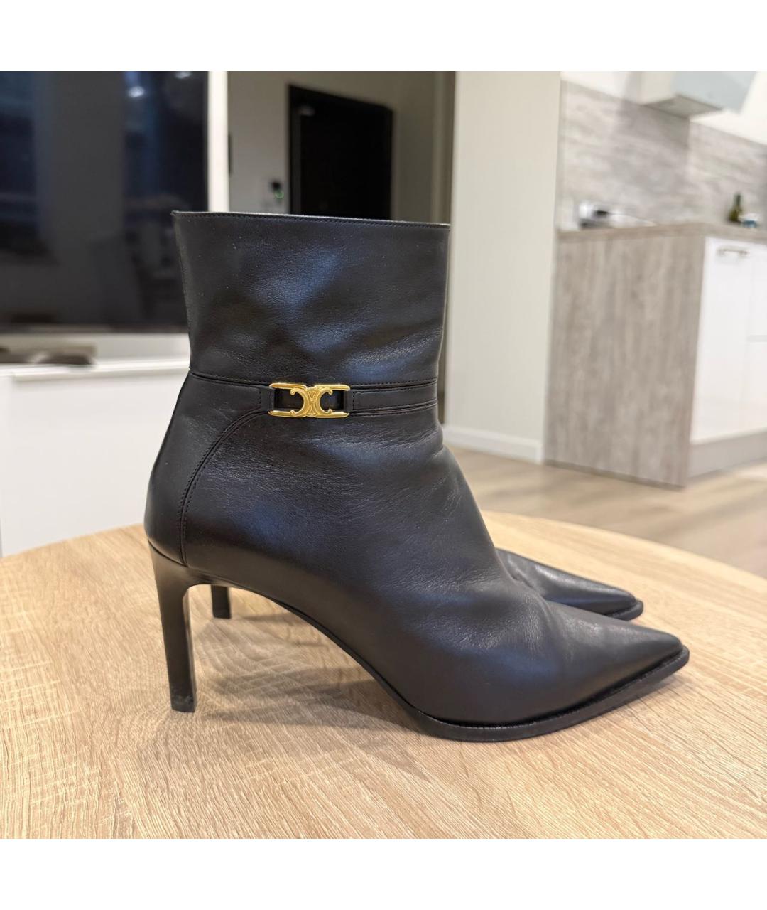 CELINE Черные кожаные полусапоги, фото 8
