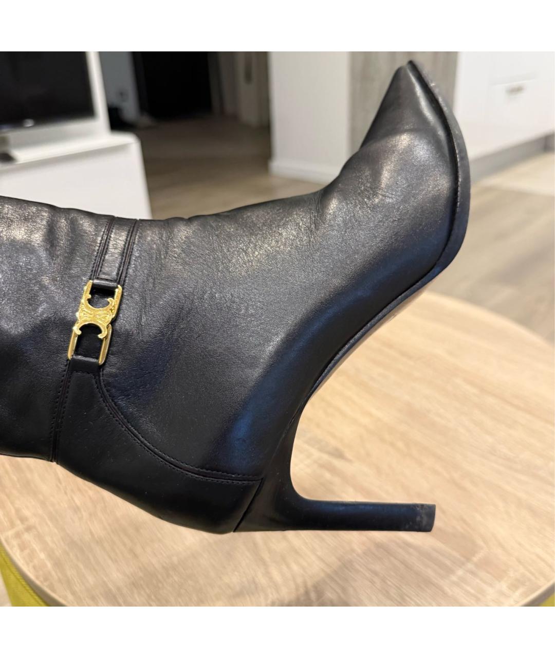 CELINE Черные кожаные полусапоги, фото 4
