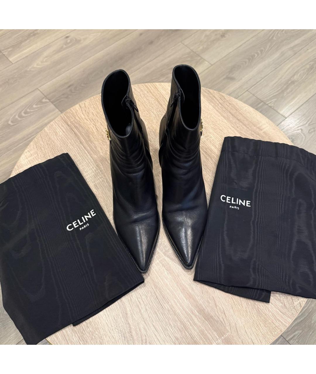 CELINE Черные кожаные полусапоги, фото 7