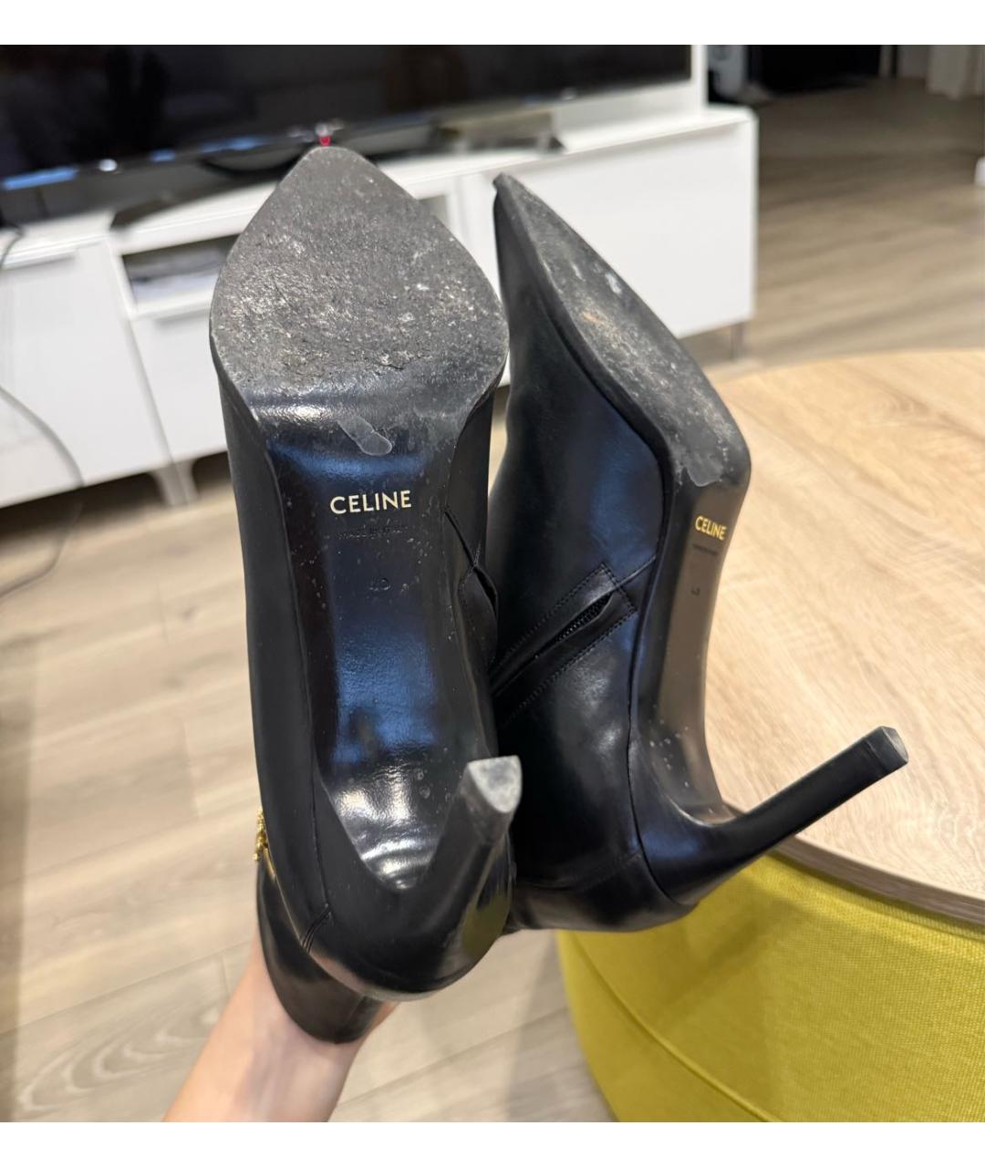 CELINE Черные кожаные полусапоги, фото 6