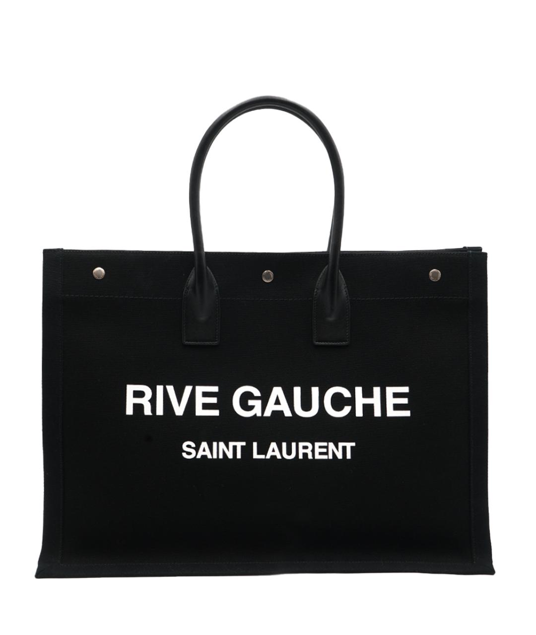 SAINT LAURENT Черная тканевая сумка тоут, фото 1