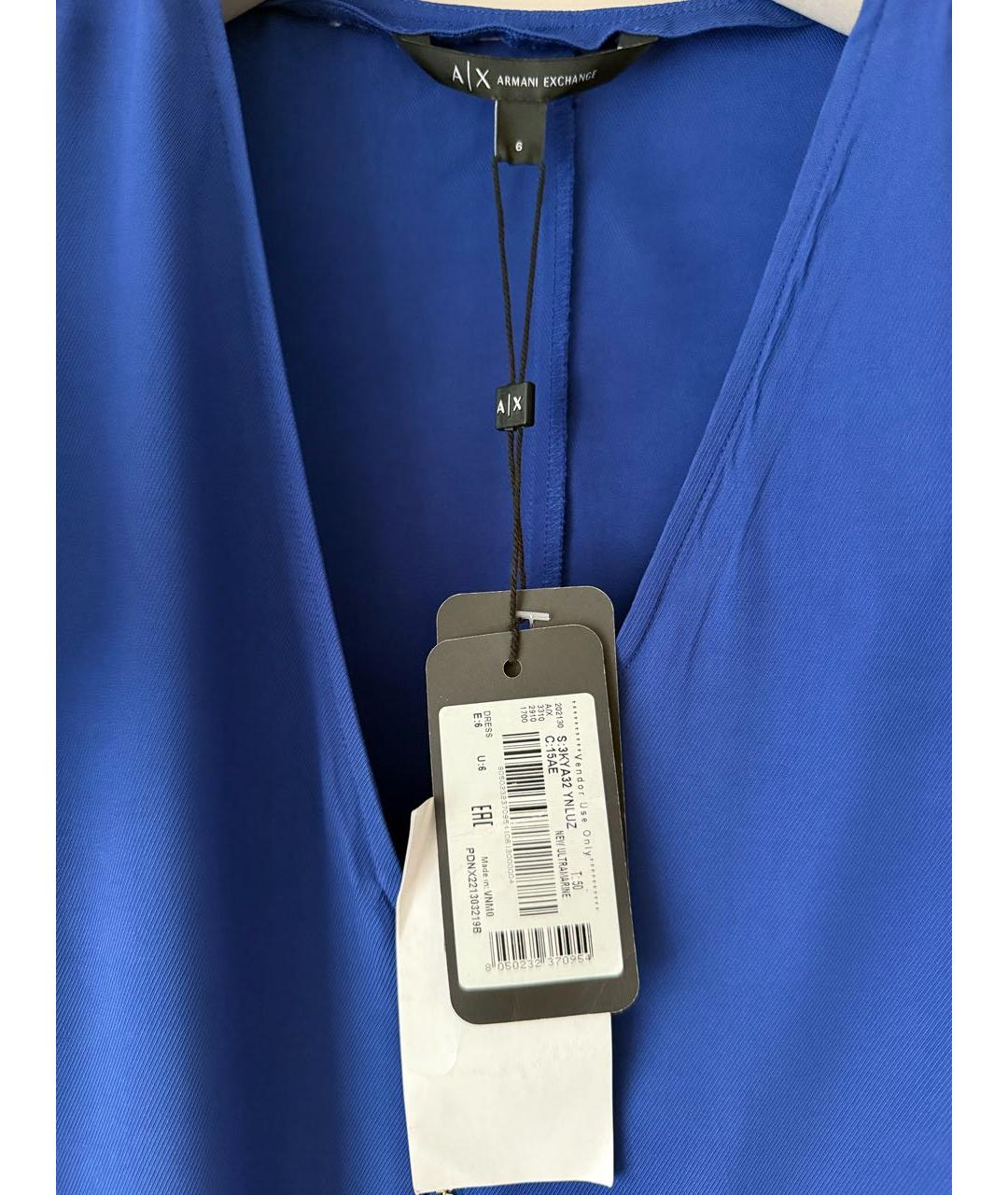 ARMANI EXCHANGE Синее вискозное повседневное платье, фото 7