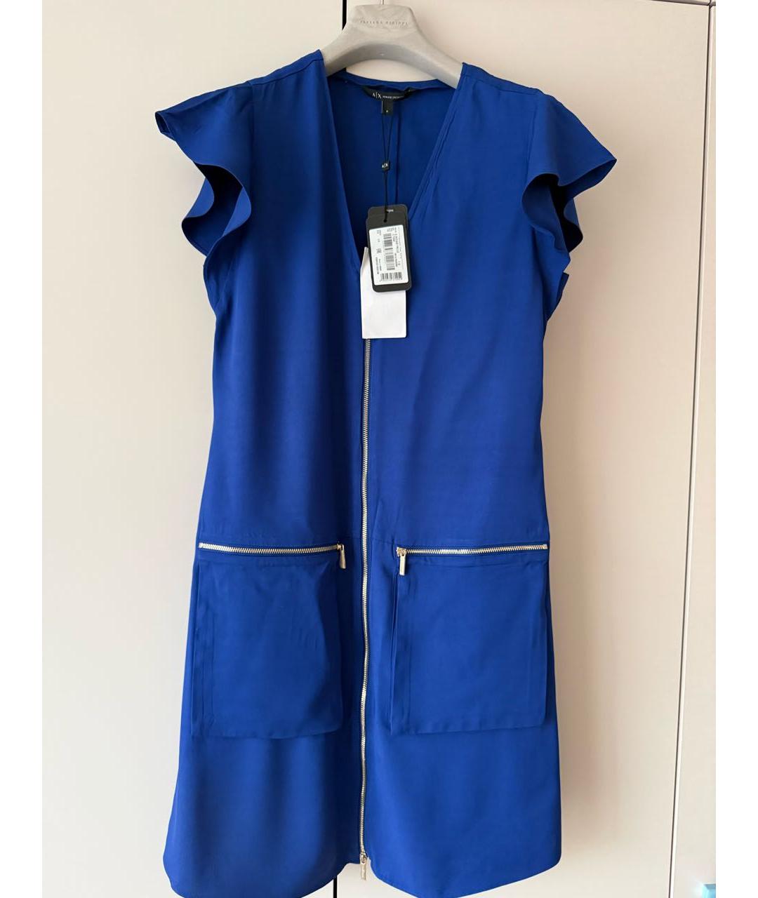 ARMANI EXCHANGE Синее вискозное повседневное платье, фото 8