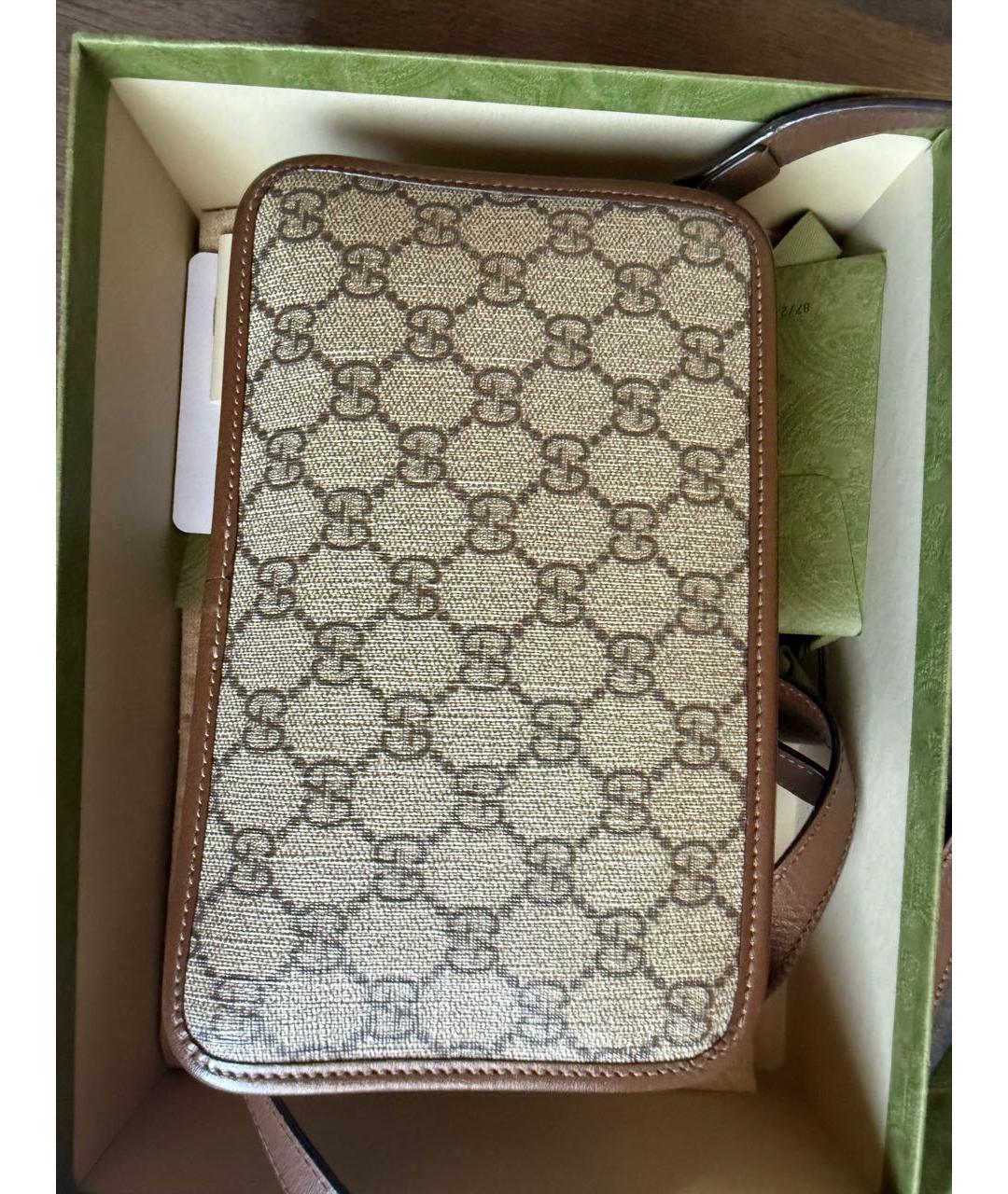 GUCCI Коричневая кожаная сумка через плечо, фото 3